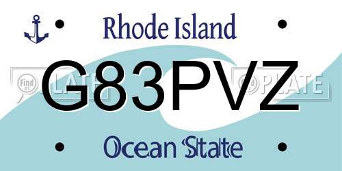 G83PVZ Rhode Island License Plate