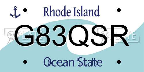 G83QSR Rhode Island License Plate