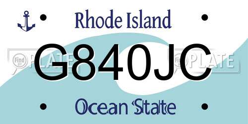 G840JC Rhode Island License Plate