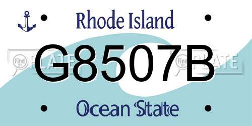 G8507B Rhode Island License Plate
