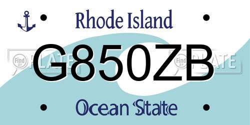 G850ZB Rhode Island License Plate