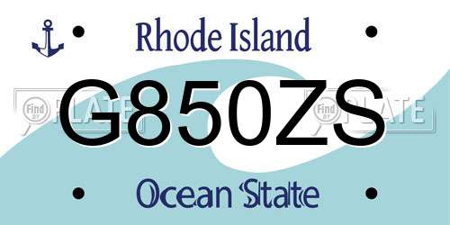 G850ZS Rhode Island License Plate