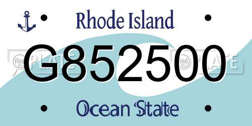 G852500 Rhode Island License Plate