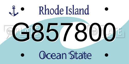 G857800 Rhode Island License Plate