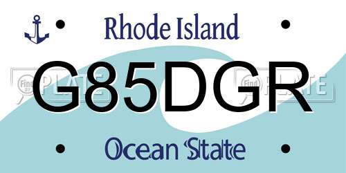 G85DGR Rhode Island License Plate