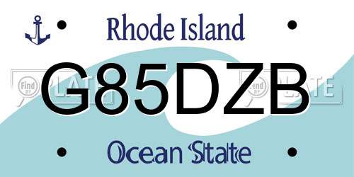 G85DZB Rhode Island License Plate