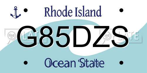 G85DZS Rhode Island License Plate
