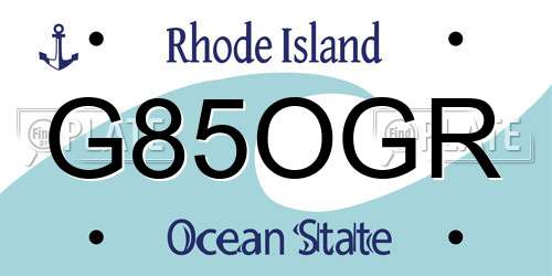 G85OGR Rhode Island License Plate