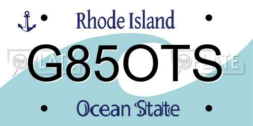 G85OTS Rhode Island License Plate