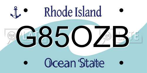 G85OZB Rhode Island License Plate