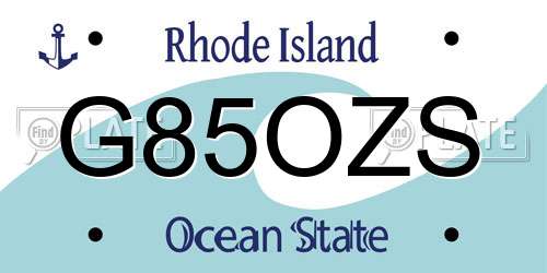 G85OZS Rhode Island License Plate