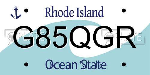 G85QGR Rhode Island License Plate