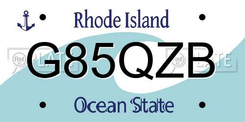 G85QZB Rhode Island License Plate