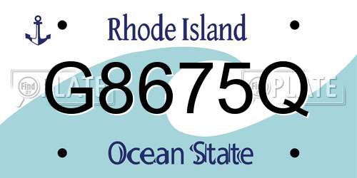 G8675Q Rhode Island License Plate