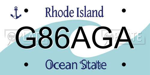 G86AGA Rhode Island License Plate