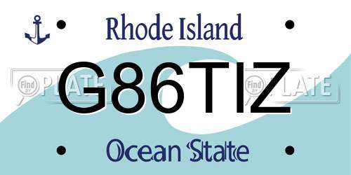 G86TIZ Rhode Island License Plate