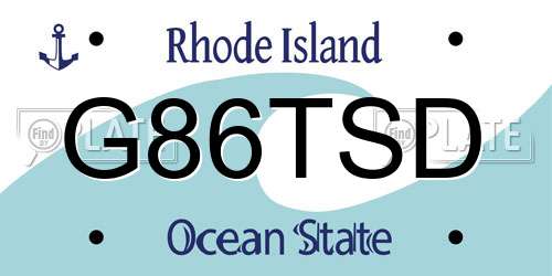 G86TSD Rhode Island License Plate