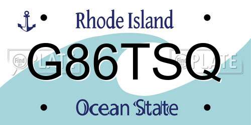 G86TSQ Rhode Island License Plate