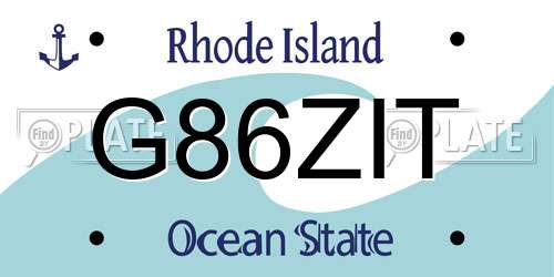 G86ZIT Rhode Island License Plate