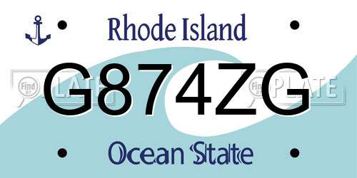 G874ZG Rhode Island License Plate