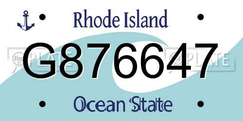 G876647 Rhode Island License Plate