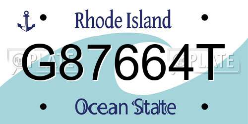 G87664T Rhode Island License Plate