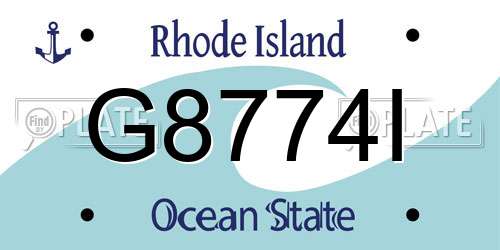 G8774I Rhode Island License Plate
