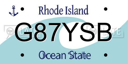 G87YSB Rhode Island License Plate