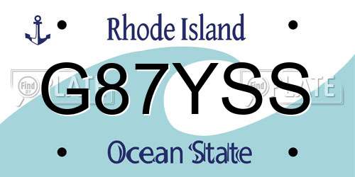 G87YSS Rhode Island License Plate
