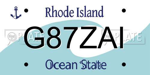 G87ZAI Rhode Island License Plate