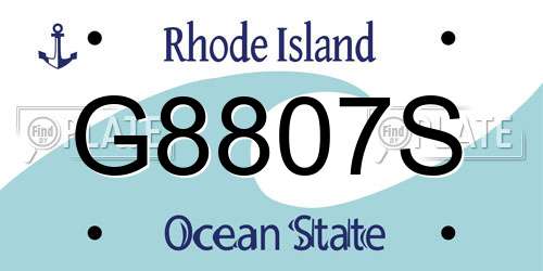 G8807S Rhode Island License Plate