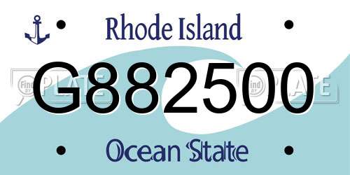 G882500 Rhode Island License Plate
