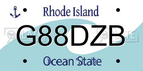 G88DZB Rhode Island License Plate
