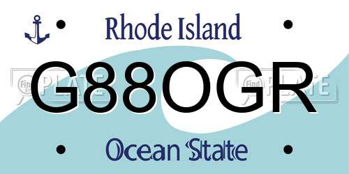 G88OGR Rhode Island License Plate
