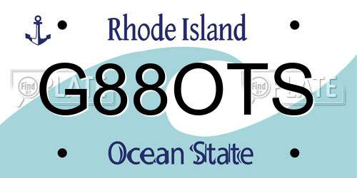 G88OTS Rhode Island License Plate