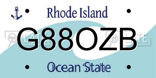 G88OZB Rhode Island License Plate