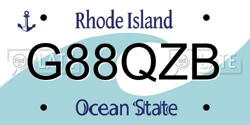 G88QZB Rhode Island License Plate