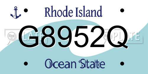 G8952Q Rhode Island License Plate