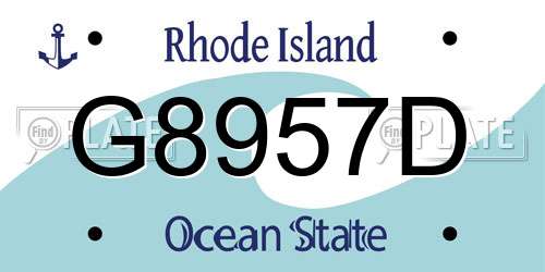 G8957D Rhode Island License Plate