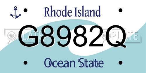 G8982Q Rhode Island License Plate
