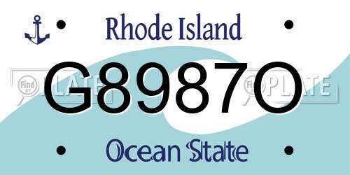 G8987O Rhode Island License Plate