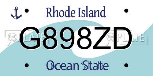 G898ZD Rhode Island License Plate