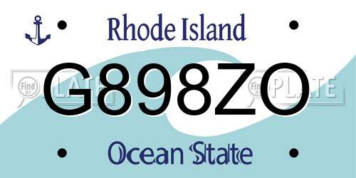 G898ZO Rhode Island License Plate