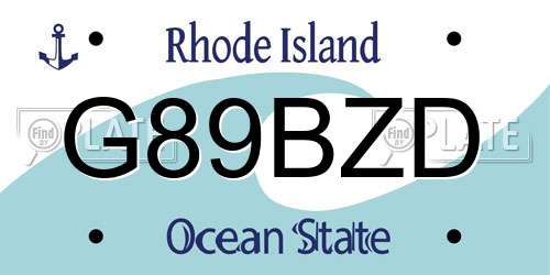 G89BZD Rhode Island License Plate