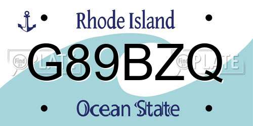 G89BZQ Rhode Island License Plate