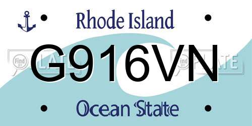 G916VN Rhode Island License Plate