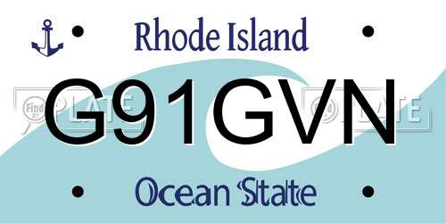 G91GVN Rhode Island License Plate
