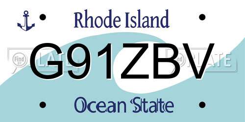 G91ZBV Rhode Island License Plate