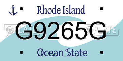 G9265G Rhode Island License Plate