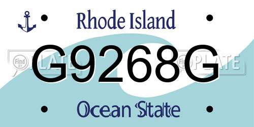 G9268G Rhode Island License Plate